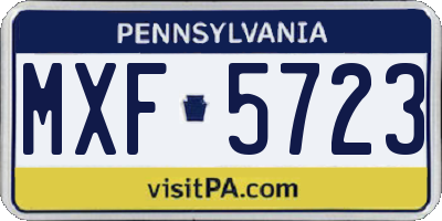 PA license plate MXF5723