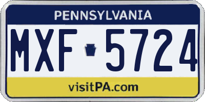 PA license plate MXF5724
