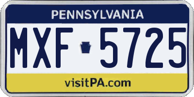 PA license plate MXF5725