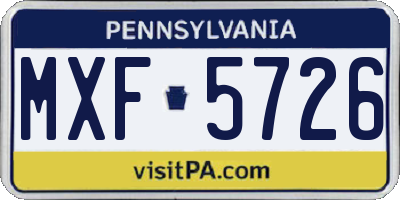 PA license plate MXF5726