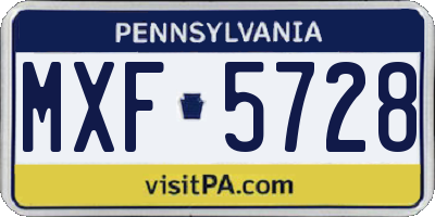 PA license plate MXF5728