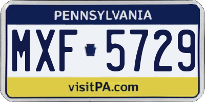 PA license plate MXF5729