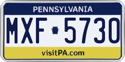 PA license plate MXF5730