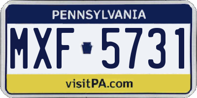 PA license plate MXF5731