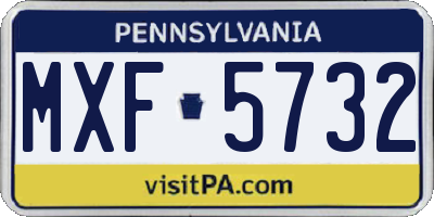 PA license plate MXF5732