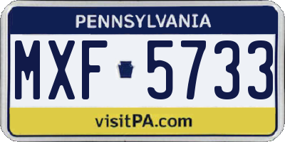 PA license plate MXF5733