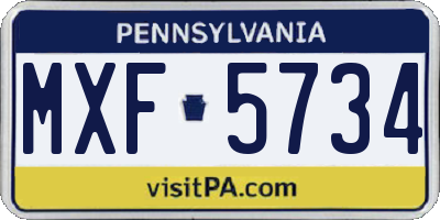 PA license plate MXF5734