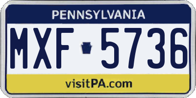 PA license plate MXF5736