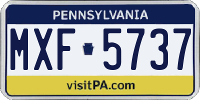 PA license plate MXF5737