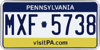 PA license plate MXF5738