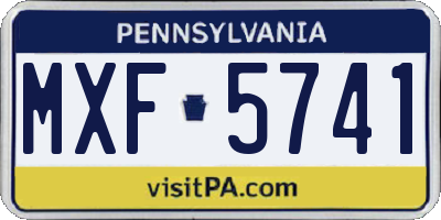 PA license plate MXF5741