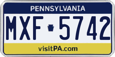 PA license plate MXF5742