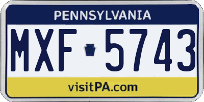 PA license plate MXF5743
