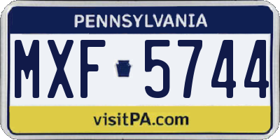 PA license plate MXF5744