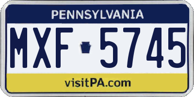 PA license plate MXF5745