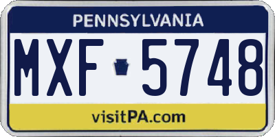 PA license plate MXF5748