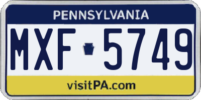 PA license plate MXF5749