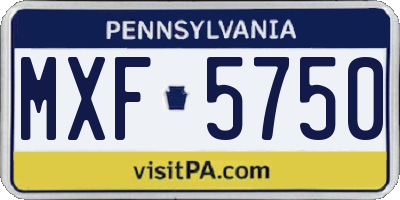 PA license plate MXF5750