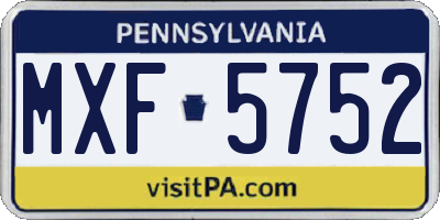 PA license plate MXF5752