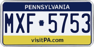 PA license plate MXF5753