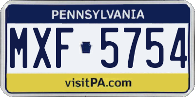 PA license plate MXF5754