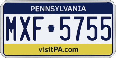 PA license plate MXF5755
