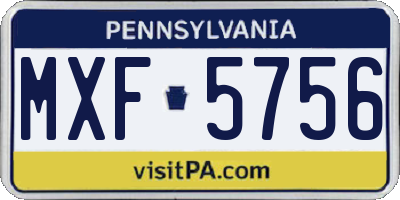 PA license plate MXF5756
