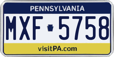 PA license plate MXF5758