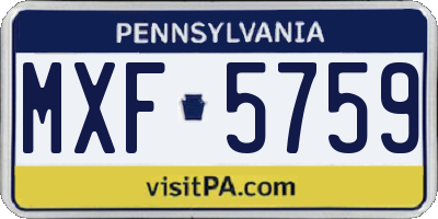 PA license plate MXF5759