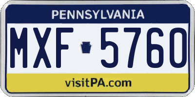 PA license plate MXF5760