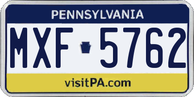 PA license plate MXF5762