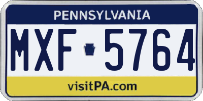 PA license plate MXF5764