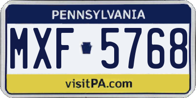 PA license plate MXF5768