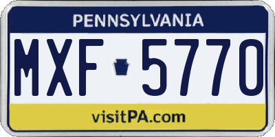 PA license plate MXF5770