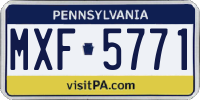 PA license plate MXF5771