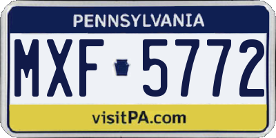 PA license plate MXF5772