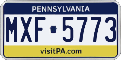 PA license plate MXF5773