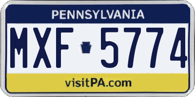 PA license plate MXF5774