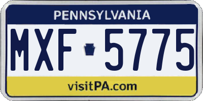 PA license plate MXF5775