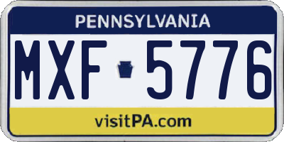 PA license plate MXF5776