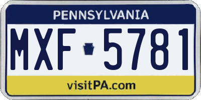 PA license plate MXF5781