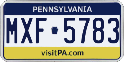PA license plate MXF5783