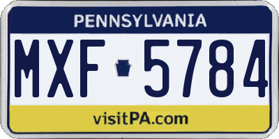 PA license plate MXF5784