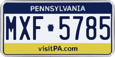 PA license plate MXF5785