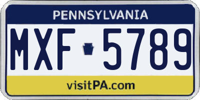 PA license plate MXF5789