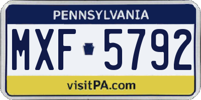 PA license plate MXF5792