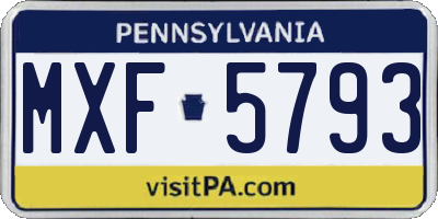 PA license plate MXF5793
