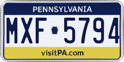 PA license plate MXF5794
