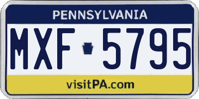PA license plate MXF5795