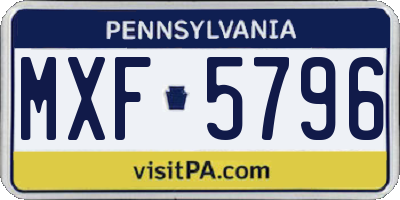 PA license plate MXF5796